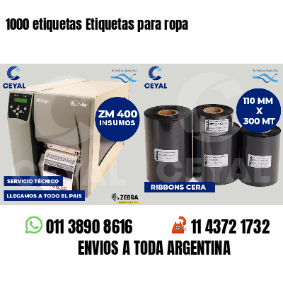 1000 etiquetas Etiquetas para ropa