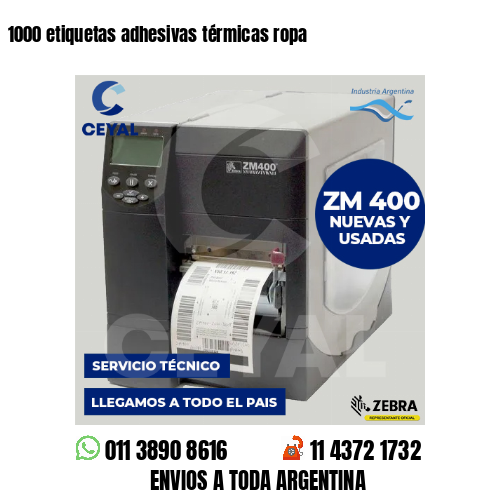 1000 etiquetas adhesivas térmicas ropa