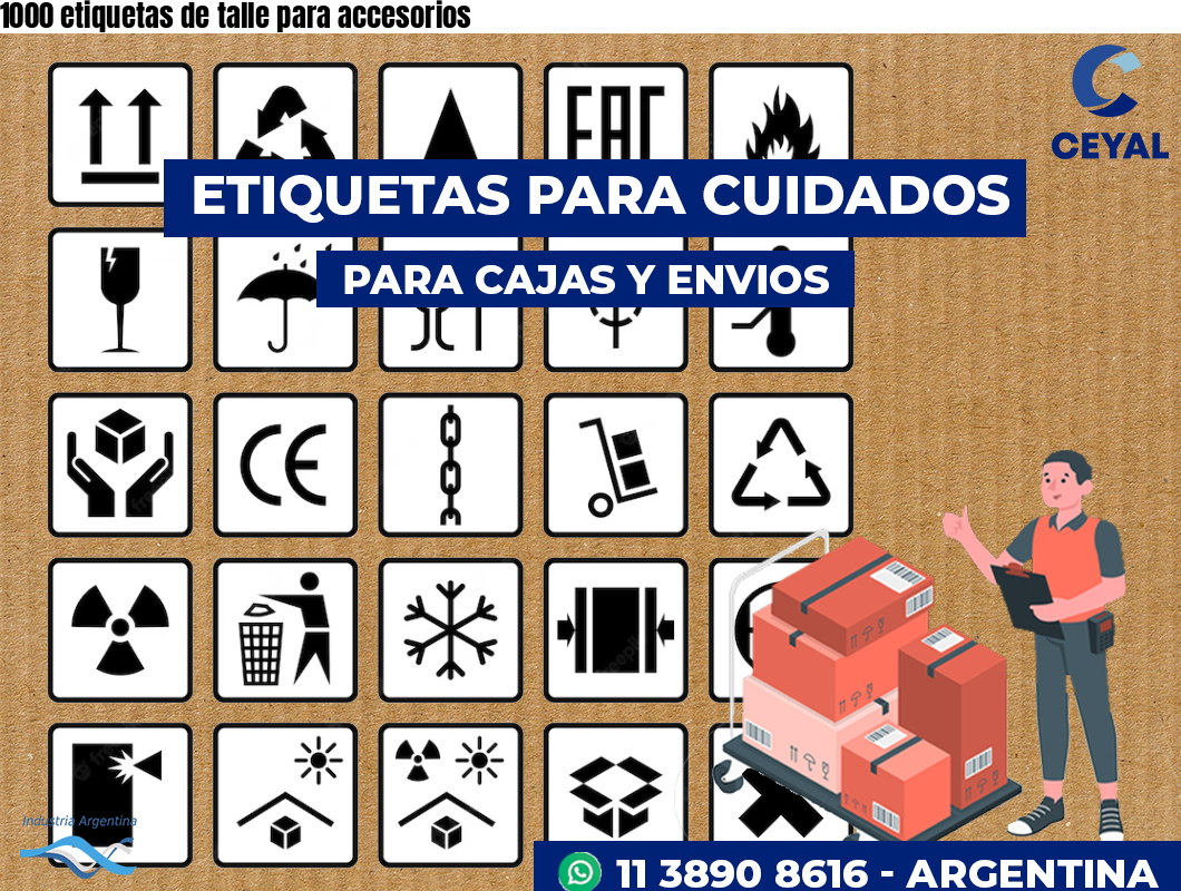 1000 etiquetas de talle para accesorios