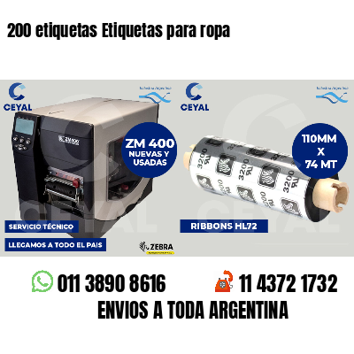 200 etiquetas Etiquetas para ropa