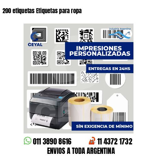 200 etiquetas Etiquetas para ropa