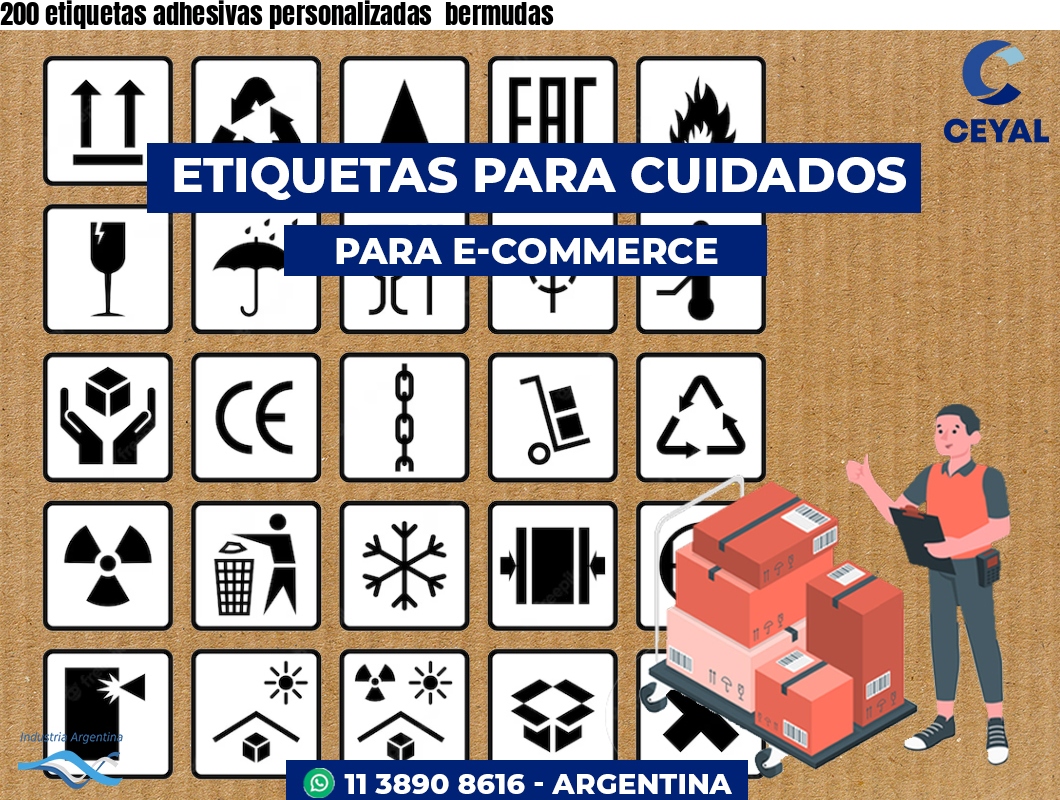 200 etiquetas adhesivas personalizadas  bermudas