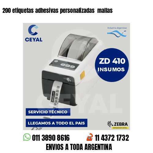 200 etiquetas adhesivas personalizadas  mallas