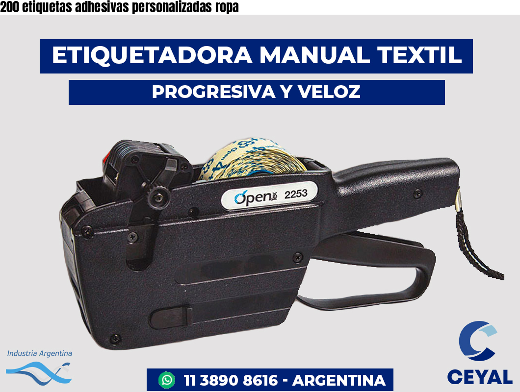 200 etiquetas adhesivas personalizadas ropa