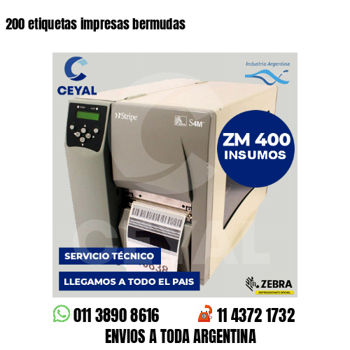 200 etiquetas impresas bermudas