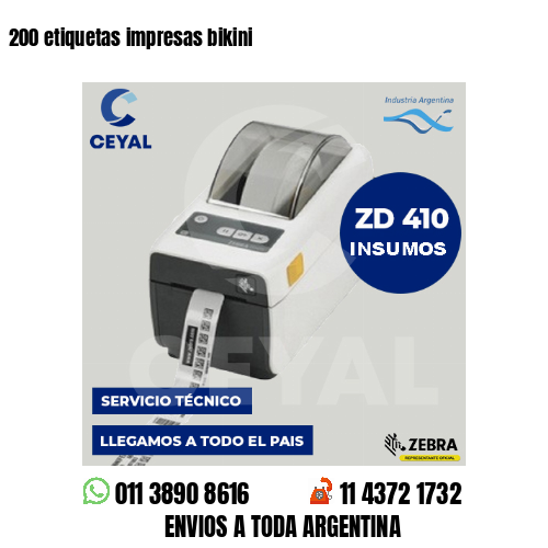 200 etiquetas impresas bikini