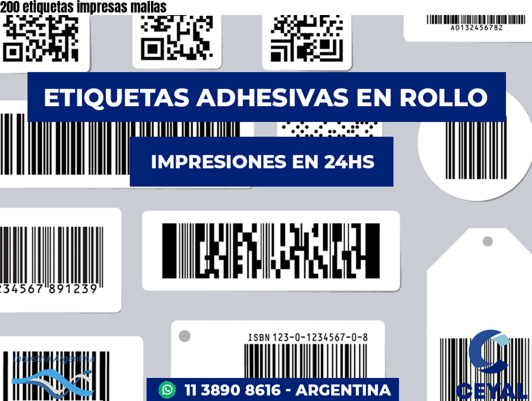 200 etiquetas impresas mallas