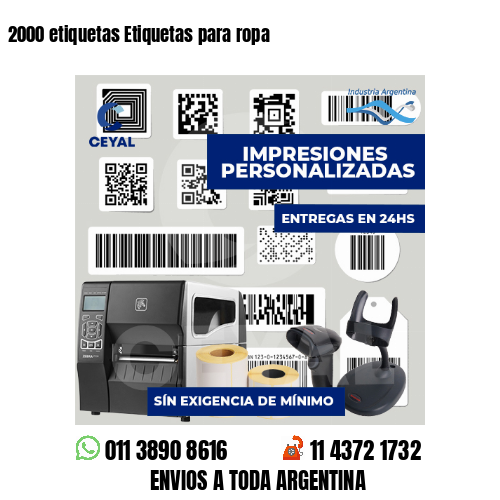 2000 etiquetas Etiquetas para ropa