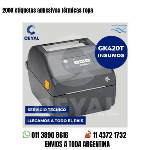 2000 etiquetas adhesivas térmicas ropa