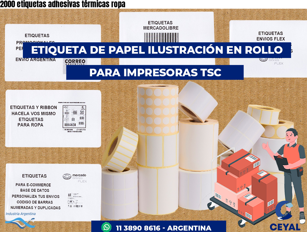 2000 etiquetas adhesivas térmicas ropa