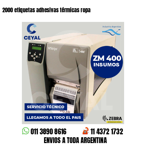 2000 etiquetas adhesivas térmicas ropa
