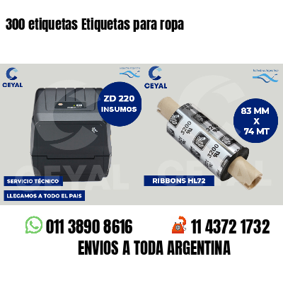 300 etiquetas Etiquetas para ropa