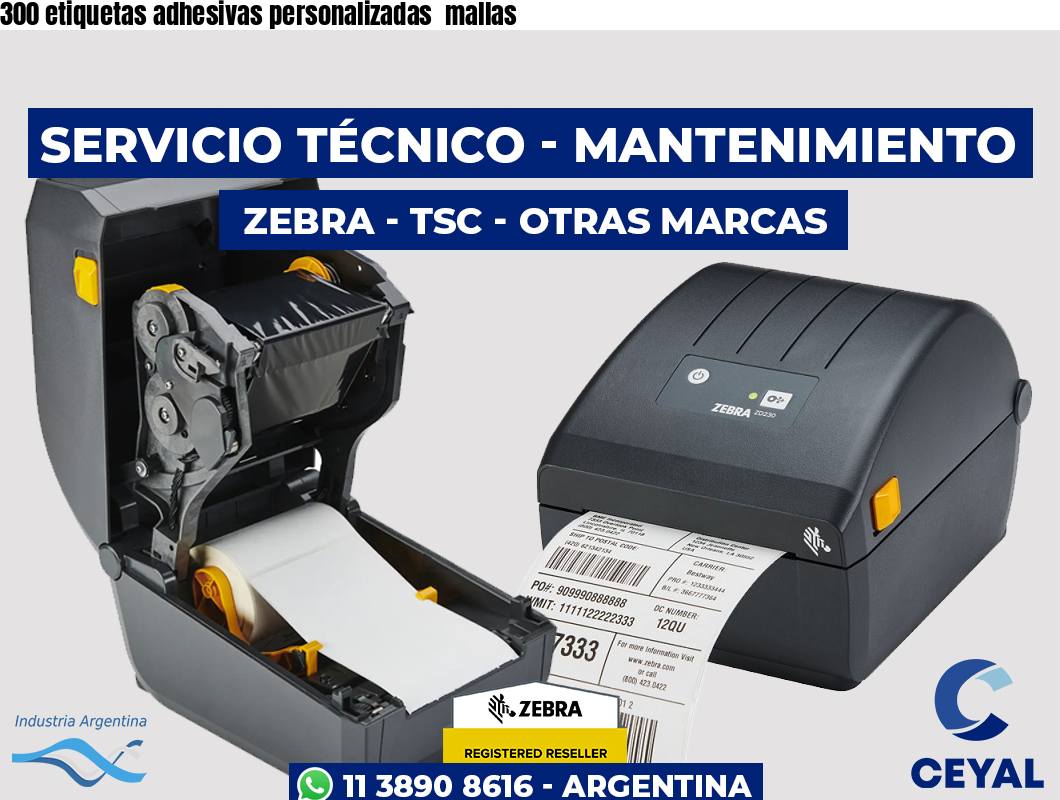 300 etiquetas adhesivas personalizadas mallas
