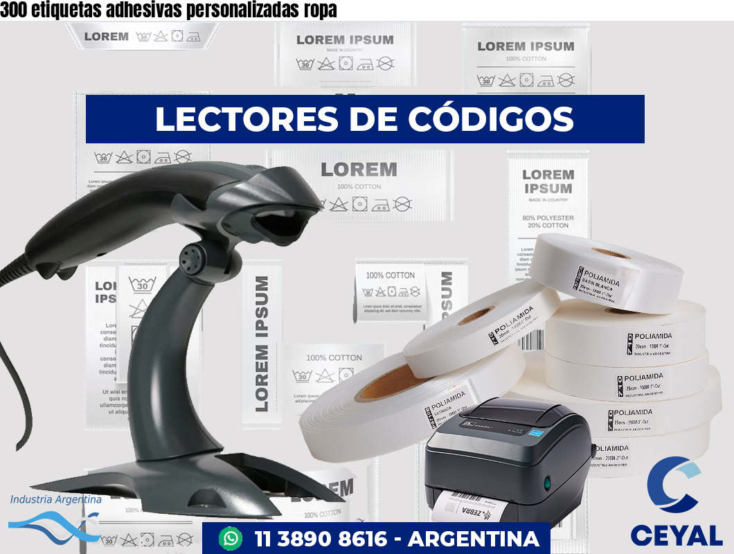 300 etiquetas adhesivas personalizadas ropa