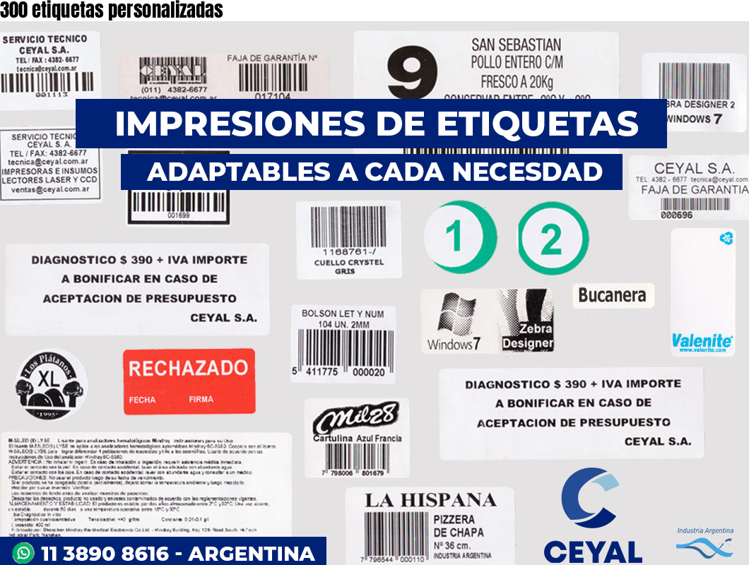 300 etiquetas personalizadas