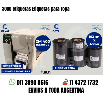 3000 etiquetas Etiquetas para ropa