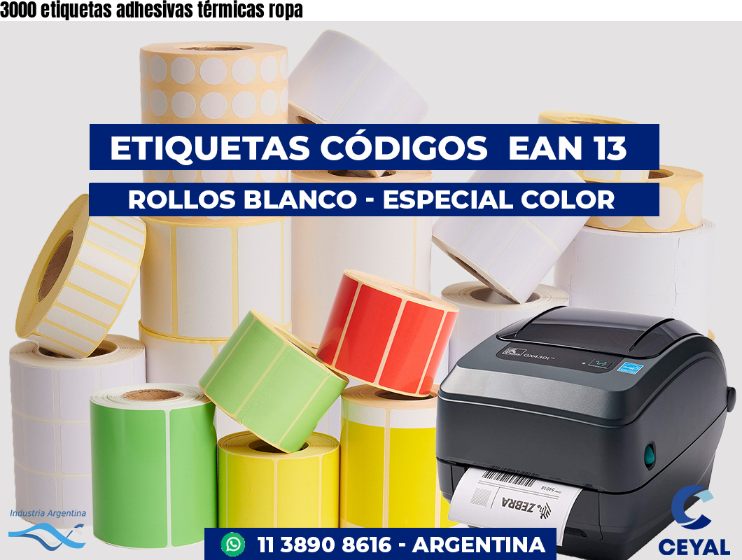 3000 etiquetas adhesivas térmicas ropa