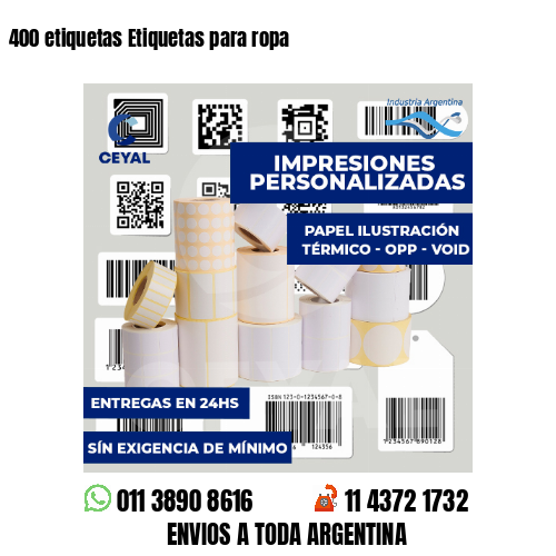 400 etiquetas Etiquetas para ropa