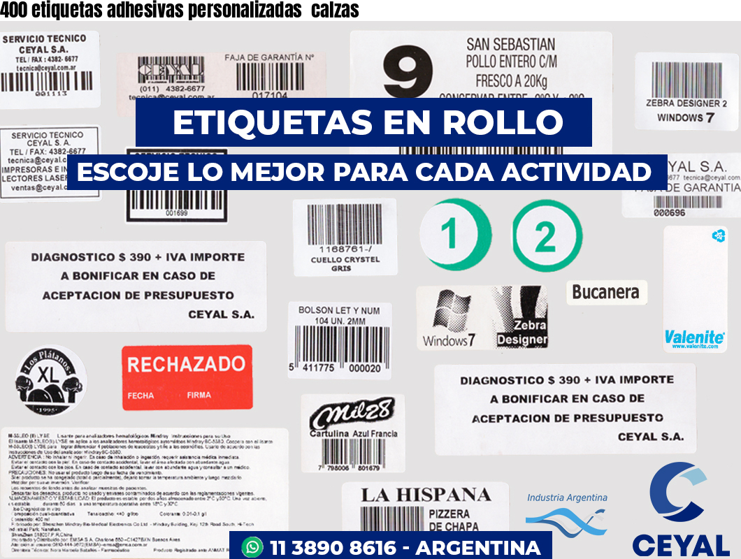400 etiquetas adhesivas personalizadas  calzas