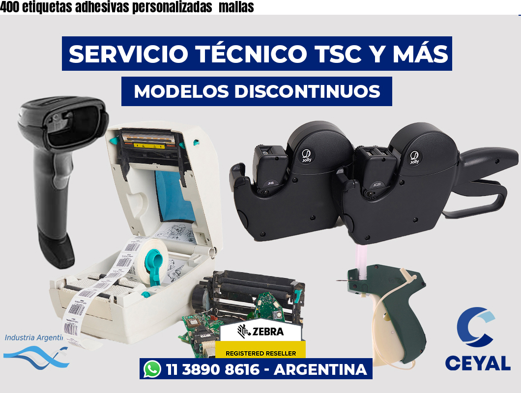 400 etiquetas adhesivas personalizadas  mallas