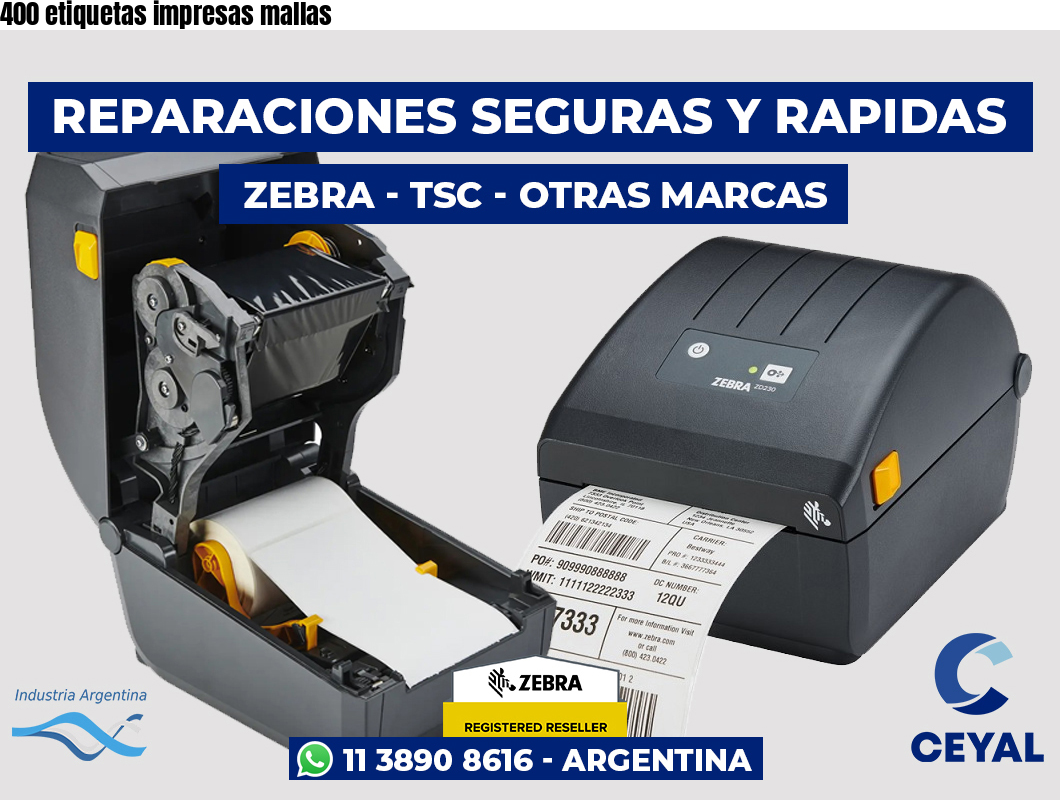 400 etiquetas impresas mallas