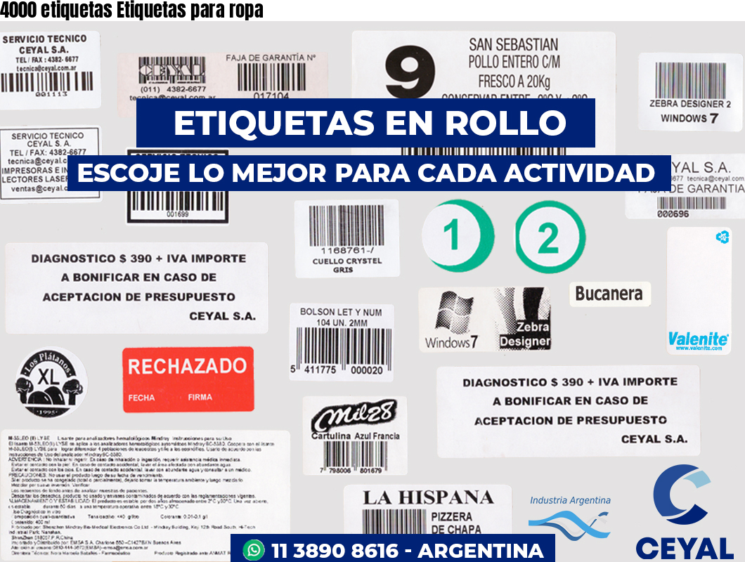 4000 etiquetas Etiquetas para ropa