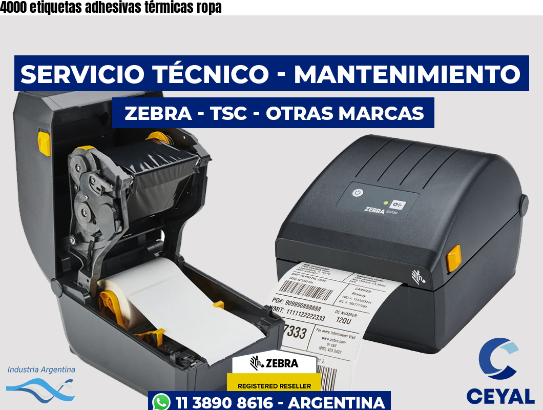 4000 etiquetas adhesivas térmicas ropa