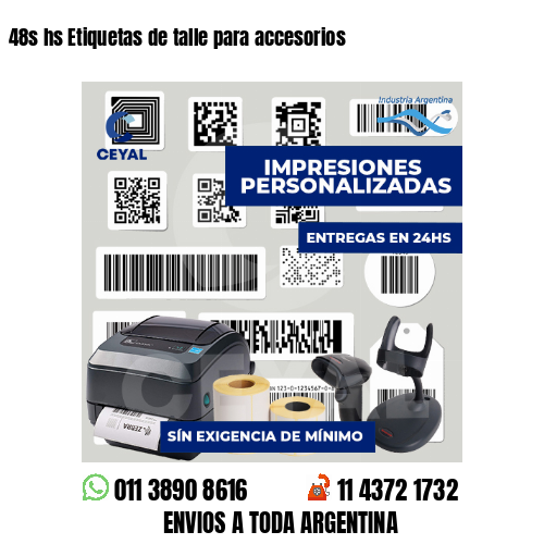 48s hs Etiquetas de talle para accesorios