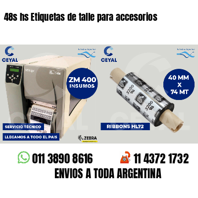 48s hs Etiquetas de talle para accesorios