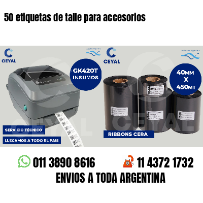 50 etiquetas de talle para accesorios