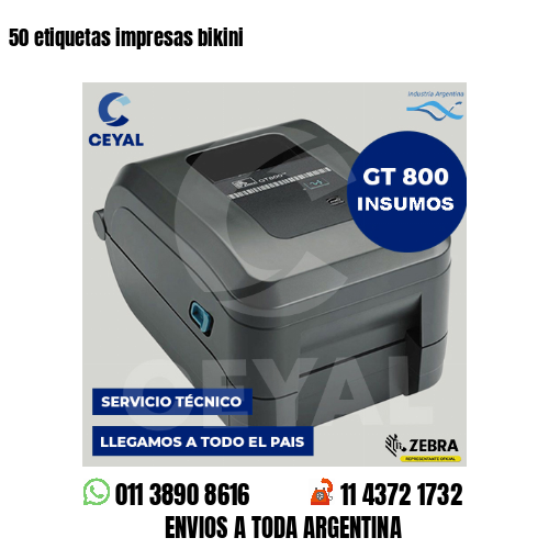 50 etiquetas impresas bikini