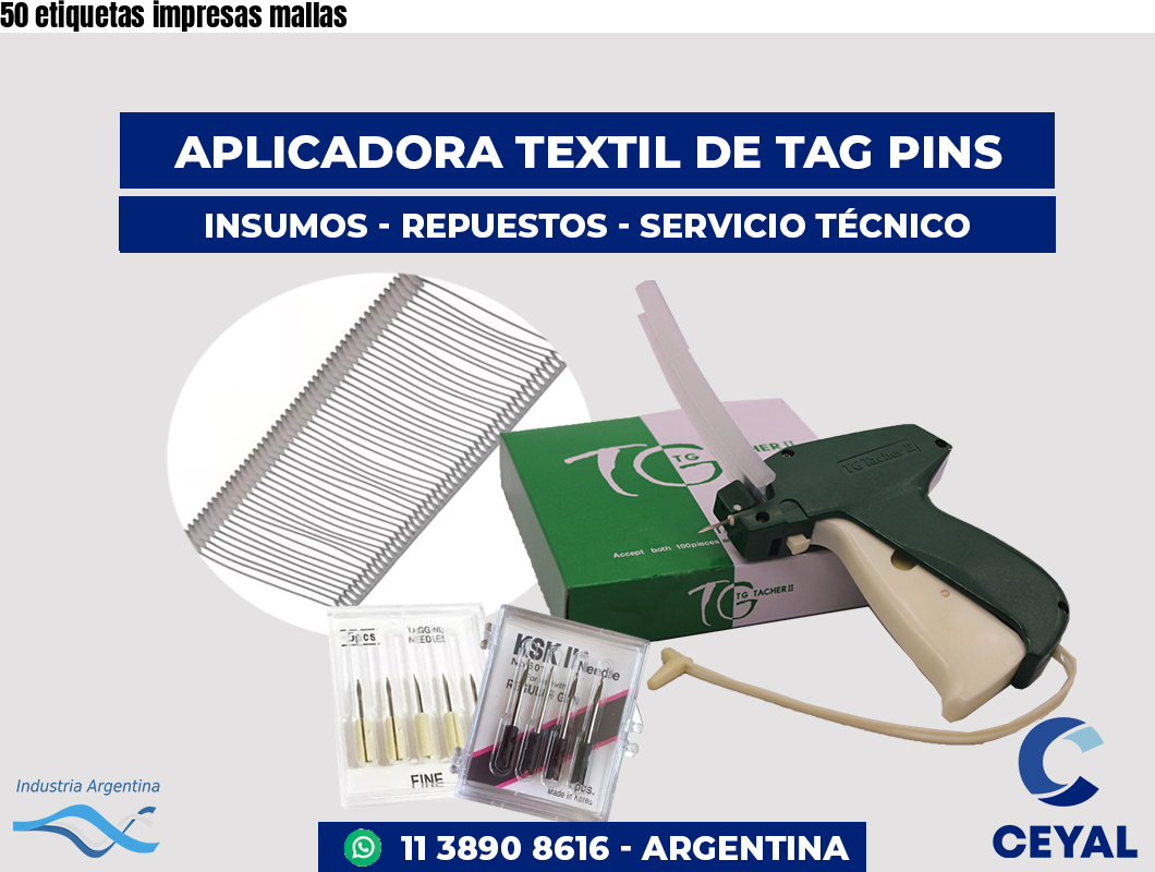 50 etiquetas impresas mallas