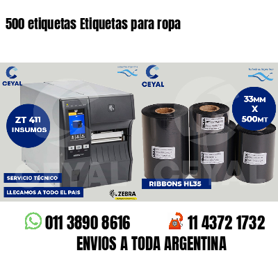 500 etiquetas Etiquetas para ropa
