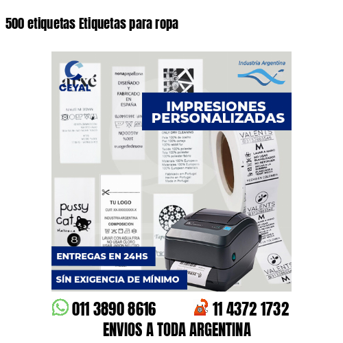 500 etiquetas Etiquetas para ropa