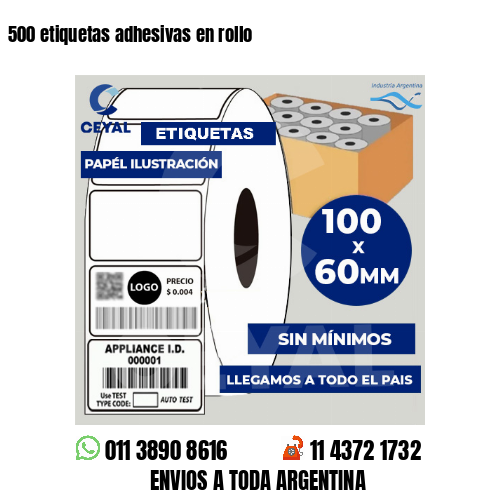 500 etiquetas adhesivas en rollo