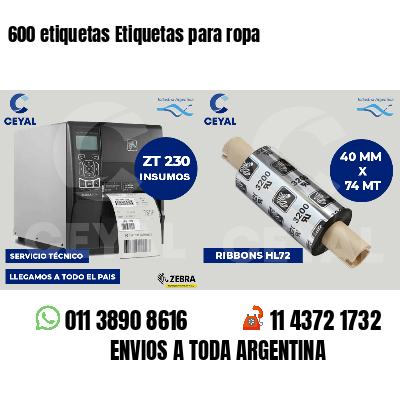 600 etiquetas Etiquetas para ropa