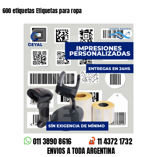 600 etiquetas Etiquetas para ropa