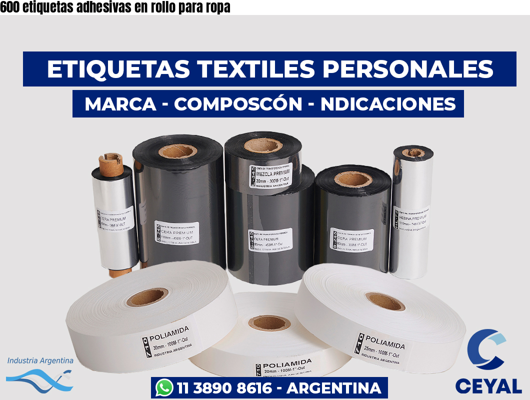 600 etiquetas adhesivas en rollo para ropa