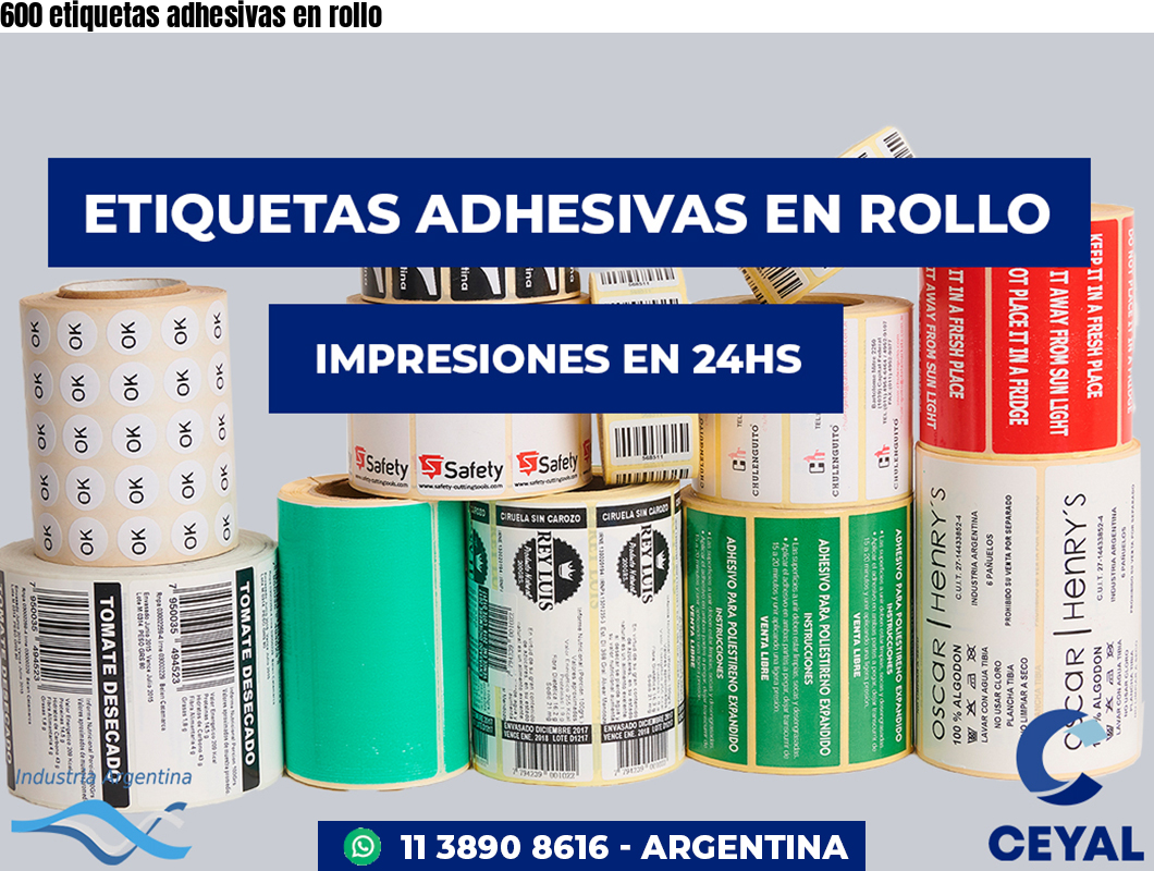 600 etiquetas adhesivas en rollo