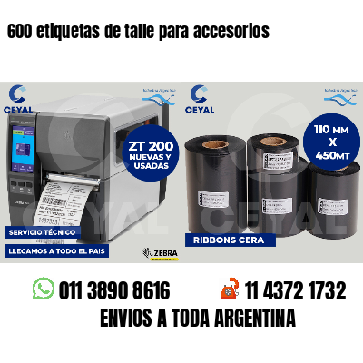 600 etiquetas de talle para accesorios