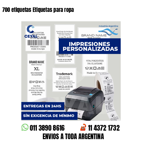 700 etiquetas Etiquetas para ropa