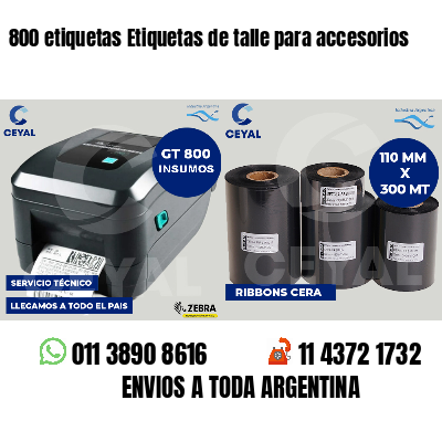 800 etiquetas Etiquetas de talle para accesorios