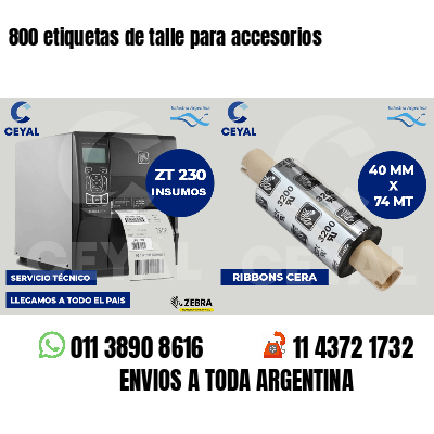 800 etiquetas de talle para accesorios