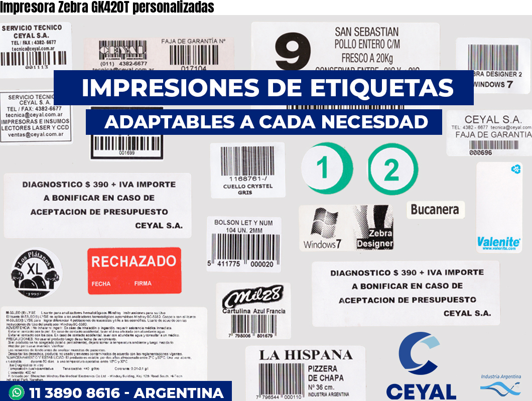 Impresora Zebra GK420T personalizadas