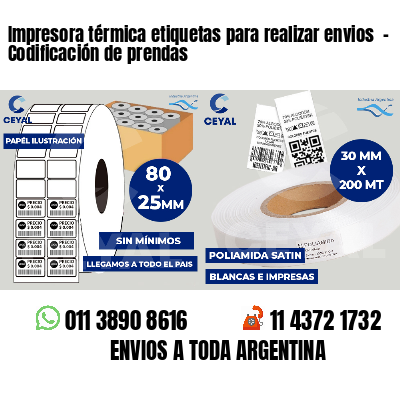 Impresora térmica etiquetas para realizar envios  - Codificación de prendas