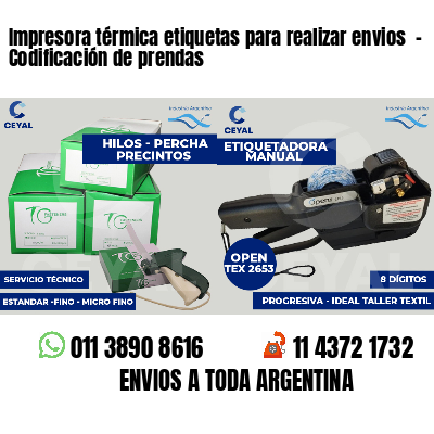Impresora térmica etiquetas para realizar envios  - Codificación de prendas