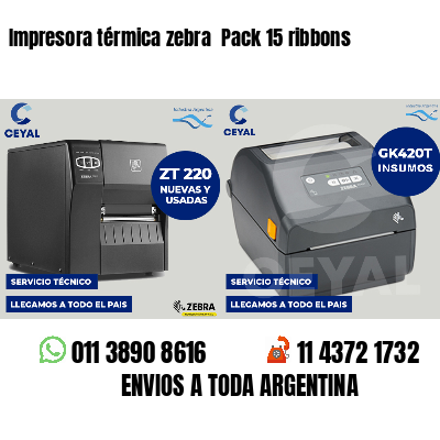 Impresora térmica zebra  Pack 15 ribbons