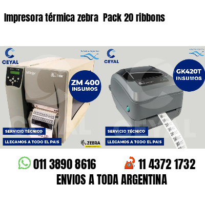 Impresora térmica zebra  Pack 20 ribbons