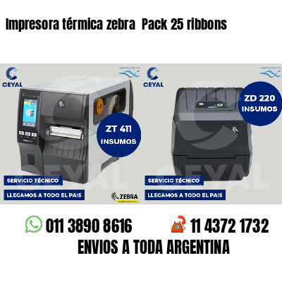 Impresora térmica zebra  Pack 25 ribbons