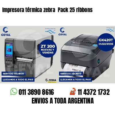 Impresora térmica zebra  Pack 25 ribbons